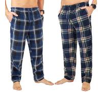 Get Trend Pantaloni Pigiama Uomo Invernale, Set 2 Pezzi Pantalone Lungo con Tasche Laterali, Abbigliamento da Casa, Regalo Uomo (2XL, Marina/Beige, 2)