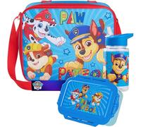 Get Trend Paw Patrol Borsa Porta Pranzo con Porta Merenda Borraccia Bambini Senza BPA Set 3 Pz Materiale Scolastico per Viaggiare Picnic (Blu Paw Patrol)