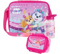 Get Trend Paw Patrol Borsa Porta Pranzo con Porta Merenda Borraccia Bambini Senza BPA Set 3 Pz Materiale Scolastico per Viaggiare Picnic (Rosa Paw Patrol)