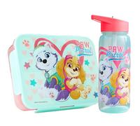 Get Trend Paw Patrol Porta Pranzo Bambini, Set 2 Pezzi con Senza BPA Bento Box 3 Scomparti e Borraccia Coperchio Apribile con Cannuccia 640 ml, Idea Regalo (Multi Paw Patrol)