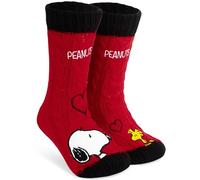 Get Trend Peanuts Snoopy Calze Pantofole Donna e Adolescenti EU 35-41, Calzini Pile Antiscivolo, Regali per Lei (35/41 EU, Rosso/Nero Peanuts)