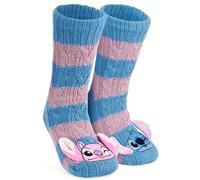 Get Trend Peanuts Snoopy Calze Pantofole Donna e Adolescenti, Soffice Calzini Pile Antiscivolo, Accogliente Calze Calde, Regali per Lei (35/41 EU, Blu/Rosa Stitch)