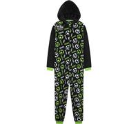 Get Trend Pile Tuta Intera Bambino Adolescenti, Accogliente Pigiama Intero Bambini Cappuccio con Design Calcio, Regalo Ragazzo (7-8 Anni, Nero/Verde Calcio)