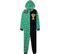 Get Trend Pile Tuta Intera Bambino Adolescenti, Accogliente Pigiama Intero Bambini Cappuccio con Design Calcio, Regalo Ragazzo (13-14 Anni, Verde Calcio)