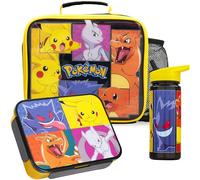 Get Trend Pokemon 3 Pezzi Set Pranzo, Borsa Termica Porta Pranzo per Bambini con Senza BPA Bento Lunch Box e tenuta stagna 600 ml Borraccia con Cannuccia, Ideale per Scuola e Regali