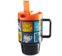 Get Trend Pokemon Borraccia con Manico e Cannuccia, 500ml A Prova di Perdite Senza BPA Tazza Plastica, Riutilizzabile Travel Mug per Bevande Fredde (Nero Pokemon)