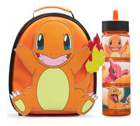 Get Trend Pokemon Charmander 3D 2 Pezzi Set Pranzo per Bambini, Borsa Termica Porta Pranzo con Senza BPA 500 ml Borraccia, Ideale per Scuola, Gite, Viaggi e Idea Regalo Bambino (Multi Charmander)