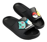Get Trend Pokemon Ciabatte da Spiaggia per Ragazzi, Pikachu Gengar Snorlax Antiscivolo Pantofole da Bagno Bambini, Scarpe da Piscina Interno Esterno Estive 29-38 (32/33 EU, Nero Chunky)