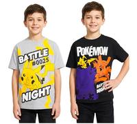 Get Trend Pokemon Magliette Bambino 5-14 Anni, Set 2 T-Shirt Cotone Manica Corta Girocollo, Abbigliamento Bambino Estivo, Idea Regalo Ragazzo (9-10 Anni, Nero/Grigio Pokemon 2 Pck)