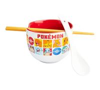 Get Trend Pokemon Set Ciotole Ramen 600ml, Ciotola di Spaghetti di Riso Giapponesi con Cucchiaino Ceramica e Bacchette di Bambù, Adatto al Microonde (Multi Pokemon)