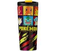 Get Trend Pokemon Tazza Termica da Viaggio 425ml, Acciaio Inox con Coperchio Flip, Mug Termica Isolata a Doppia Parete per Bevande Calde e Fredde (Multi Pokemon)