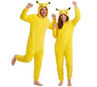 Get Trend Pokémon - Tuta intera per Halloween, da uomo, con cappuccio, motivo Pikachu, Squirtle, Bulbasaur, Charizard o Rufy 3D, taglie S-2XL, per Halloween, cosplay e feste in costume, Pikachu Giallo