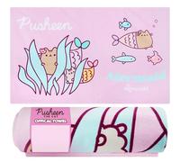 Get Trend Pusheen Asciugamano Mare Bambina 100% Cotone, Telo da Spiaggia Morbido e Assorbente con Design Sirena, Ideale per Piscina e Vacanze Estive