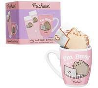 Get Trend Pusheen Tazza e Calze Donna e Adolescenti 35-41 EU, Set 2 Pz, Tazza Ceramica 315ml con Calzini Caldi, Regalo per Lei (Rosa Pusheen)