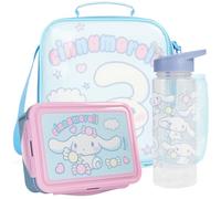 Get Trend Sanrio Cinnamoroll Borsa Porta Pranzo Bambini Set 3Pz con Separatore Senza BPA Porta Merenda Termico 600ml Borraccia Borsa Termica Frigo Lunch Bag Scuola Idea Regalo (Azzurro Cinnamoroll)