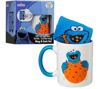 Get Trend Sesame Street Tazza e Calze Set Regalo Donna e Adolescenti, 340ml/11.5oz Tazze Ceramica e Taglia Unica Calzini Caldi, Regali per Lei (Multi Cookie Monster)