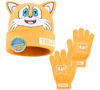 Get Trend SONIC THE HEDGEHOG Berretto e Guanti Invernali Bambino 4-12 Anni, Calda Accogliente Accessori Invernali, Regalo Bambino (4-12 Anni, Giallo Tails, 2)