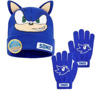 Get Trend SONIC THE HEDGEHOG Berretto e Guanti Invernali Bambino 4-12 Anni, Calda Accogliente Accessori Invernali, Regalo Bambino (4-12 Anni, Blu Sonic, 2)