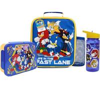 Get Trend SONIC THE HEDGEHOG Borraccia, Borsa Porta Pranzo e Porta Merenda Bambini, 3Pz Set, Materiale Scolastico, BPA Gratuito A Prova di Perdite (Multi Sonic)