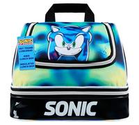 Get Trend SONIC THE HEDGEHOG Borsa Porta Pranzo Bambini Adolescenti Adulti Isolato Porta Pranzo con Scomparti Porta Merenda per Picnic Lavoro Scolastico (Nera Sonic)