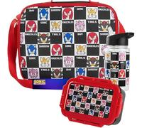 Get Trend Sonic the Hedgehog Borsa Porta Pranzo con Porta Merenda Borraccia Bambini Senza BPA Set 3 Pz Materiale Scolastico per Viaggiare Picnic (Rosso Sonic)