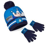 Get Trend Sonic The Hedgehog Cappello Bambino, Set Invernale Cappello Sciarpa e Guanti (4-15 Anni, Blu Sonic 2 Pezzi)