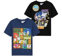 Get Trend Sonic The Hedgehog Maglietta Ragazzo Manica Corta Knuckles Shadow Confortevole 2 Pacco T Shirt Bambino Regalo Ragazzo (7-8 Anni, Multicolori, 2)