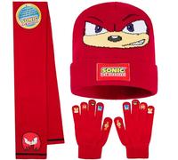 Get Trend SONIC THE HEDGEHOG Set Guanti Cappello e Sciarpa Bambini, 3 Pz Morbido Accessori Invernali Ragazzo, Regalo Gamer (Rosso Knuckles 3 Pcs)