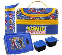 Get Trend SONIC THE HEDGEHOG Set Porta Pranzo Bambini, 3 Pezzi con Borsa Termica, Lunch Box, Borraccia Bambini, Porta Merenda Termico per Scuola e Tempo Libero, Idee Regalo Bambino (Blu/Multi Sonic)