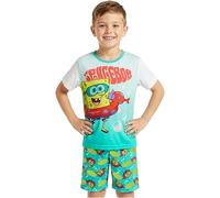 Get Trend - Spongebob Squarepants Pigiama Bambino e Ragazzo 4-12 Anni, 100% Cotone, Corto Estivo 2 Pezzi con T-Shirt e Shorts, Regalo Bambino (9-10 Anni, Verde Spongebob)