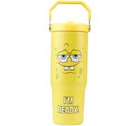 Get Trend SpongeBob Squarepants Tazza Termica con Manico e Cannuccia 850ml, Borraccia Termica Acciaio Inox Doppia Parete Senza BPA, Mantiene Freddo 12h e Caldo 5h (Giallo SpongeBob)