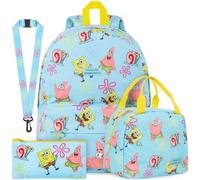 Get Trend SpongeBob Zaino Scuola in Velluto a Coste, 4 Pezzi
