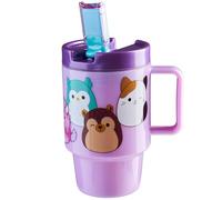 Get Trend Squishmallows Borraccia con Manico e Cannuccia, 500ml A Prova di Perdite Senza BPA Tazza Plastica, Riutilizzabile Travel Mug per Bevande Fredde (Lilla Squishmallows)