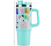 Get Trend Squishmallows Borraccia Termica Bambini Bicchiere da Viaggio con Paglia e Manico Isolamento Termico Sottovuoto 840ml, Bevande Calde o Fredde (Blu Squishmallows)