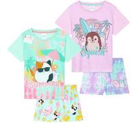 Get Trend Squishmallows Pigiama Bambina Estivo Corto 2 Pacco Pigiami Ragazza Tie Dye Abbigliamento da Casa Idee Regalo (9-10 Anni, Multi Squishmallows, 2)