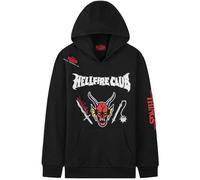 Get Trend Stranger Things Felpa con Cappuccio Ragazzo, Ragazza 7-16 Anni, Hellfire Club, Abbigliamento Invernale, Regali Bambini (15-16 Anni, Nero)