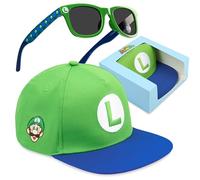 Get Trend Super Mario Cappello Baseball Occhiali da Sole Bambino Set, Protezione UV 100%, Essenziale Vacanze, Regalo per Ragazzi (Verde Super Mario)