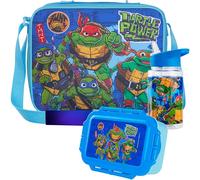 Get Trend Teenage Mutant Ninja Turtles Borsa Porta Pranzo con Porta Merenda Borraccia Bambini Senza BPA Set 3 Pz Materiale Scolastico per Viaggiare Picnic (Blu TMNT)