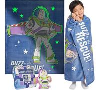 Get Trend Toy Story Coperta e Cuscino Set, Plaid che si Illuminano al Buio | 2 in 1 Buzz Lightyear Coperta Pile 130x150cm e Cuscino Decorativo, Deco per Camera da Letto o Divano, Idea Regalo Bambini