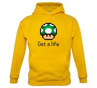 Get Un Life Fungo - Bambini Felpa con Cappuccio Pixel Gioco Console Livello Up