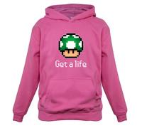 Get Un Life Fungo - Bambini Felpa con Cappuccio Pixel Gioco Console Livello Up