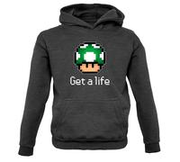 Get Un Life Fungo - Bambini Felpa con Cappuccio Pixel Gioco Console Livello Up