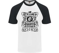 Get Up Stand Up Reggae Music Maglietta Baseball S/S Da Uomo