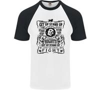 Get Up Stand Up Reggae Music Maglietta Baseball S/S Da Uomo