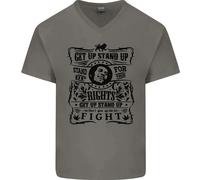 Get Up Stand Up Reggae Music Maglietta Uomo In Cotone A V