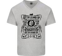 Get Up Stand Up Reggae Music Maglietta Uomo In Cotone A V