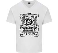 Get Up Stand Up Reggae Music Maglietta Uomo In Cotone A V