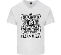 Get Up Stand Up Reggae Music Maglietta Uomo In Cotone A V