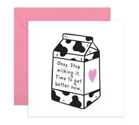 Get Well Card - Stop Milking It, Time to Get Better - Scheda di recupero umoristica per colleghi, colleghi, membri del team, compagno di lavoro, pazienti malati, donne, donne, signore - viene fornito
