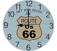 Get Your Kicks on Route 66 Orologio da parete Viaggio su strada Souvenir Regalo per uomo Orologio da garage Decorazione per camera da letto 25x25 CM Funzionamento a batteria Orologi silenziosi